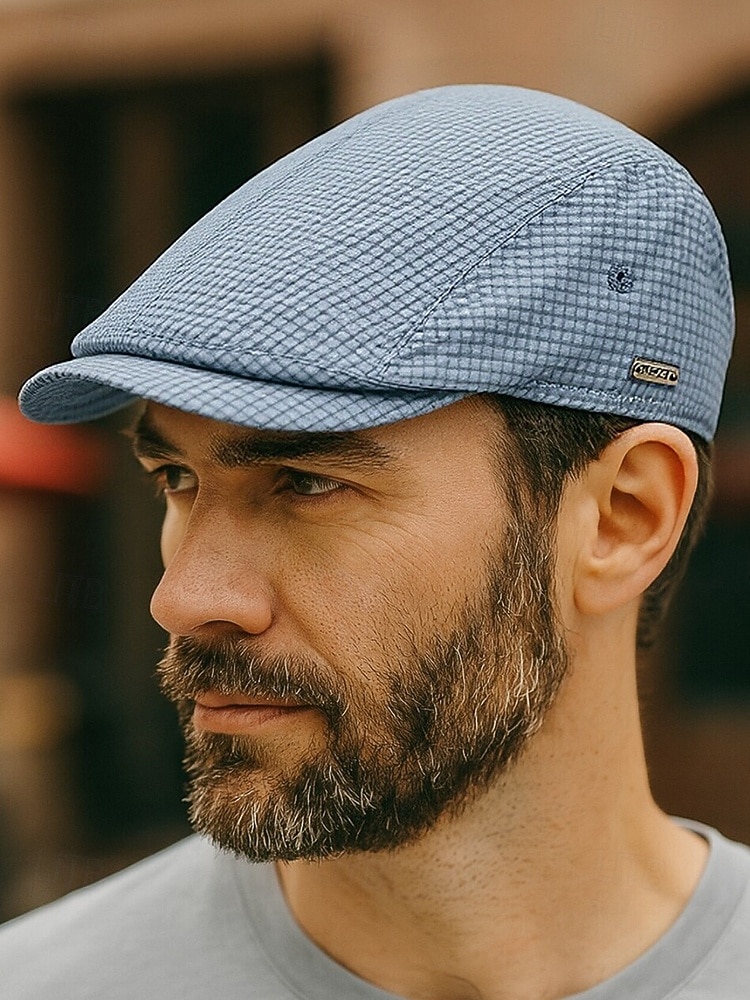 Lett, rutete polyestercaps i eføy for menn – pustende, justerbar, flat caps for avslappede sommer- og utendørsaktiviteter 2026 - $14.99 –P1