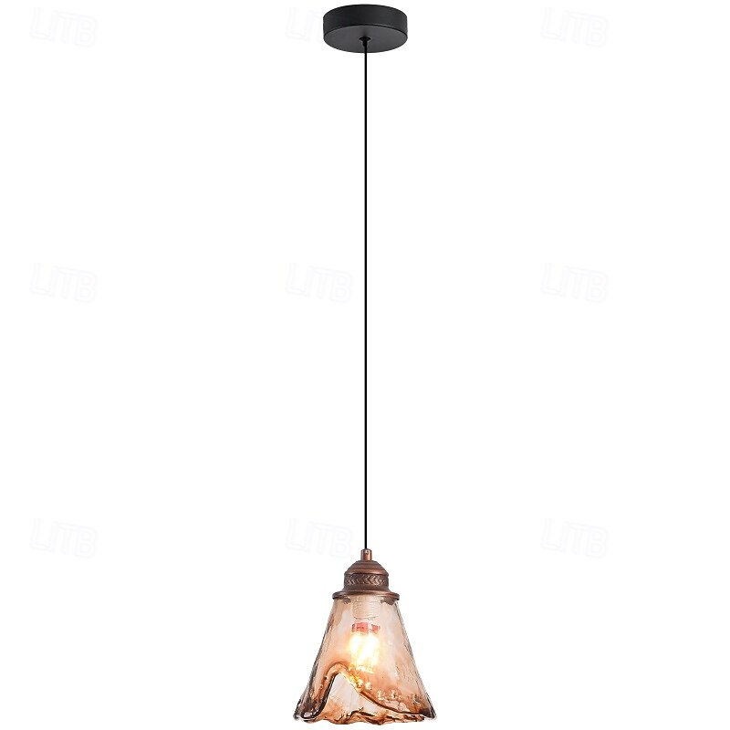 Nordic Style Retro Brown Single-Head Mini Pendant Lighting, Creative Cognac Color Clear Glass Lampshade Chandelier, Simple Metal Lamp Holder Hanging Lamp 2025 - $121.99 –P6