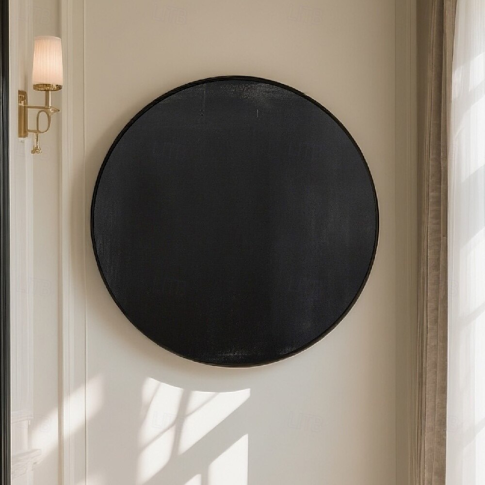 handgefertigte kreisförmige rein schwarze Galerie-Leinwand, modern strukturiert, mattes Finish, minimalistisches Statement-Wandbild, glatte Oberfläche, feiner Kantenkontrast, fertig zum Aufhängen, 2025 - $178.99 –P3