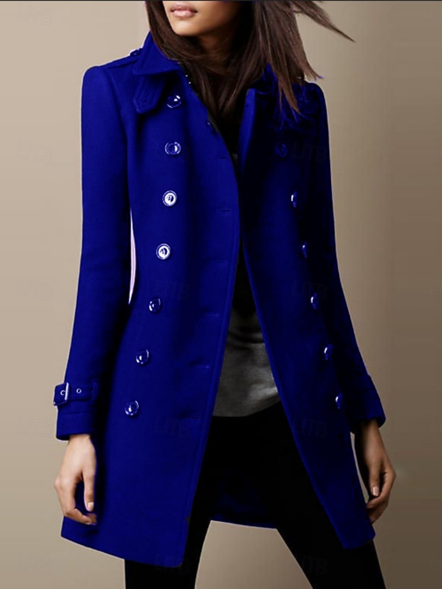 Damen Wintermantel Bequem Atmungsaktiv Schmale Passform Mode OL-Stil Einfach Arbeit Straße Einreihig Regulär Revers Normale Passform Langarm Oberbekleidung Schwarz Burgunderrot Blau Frühling Herbst 2025 - $44.99 –P1