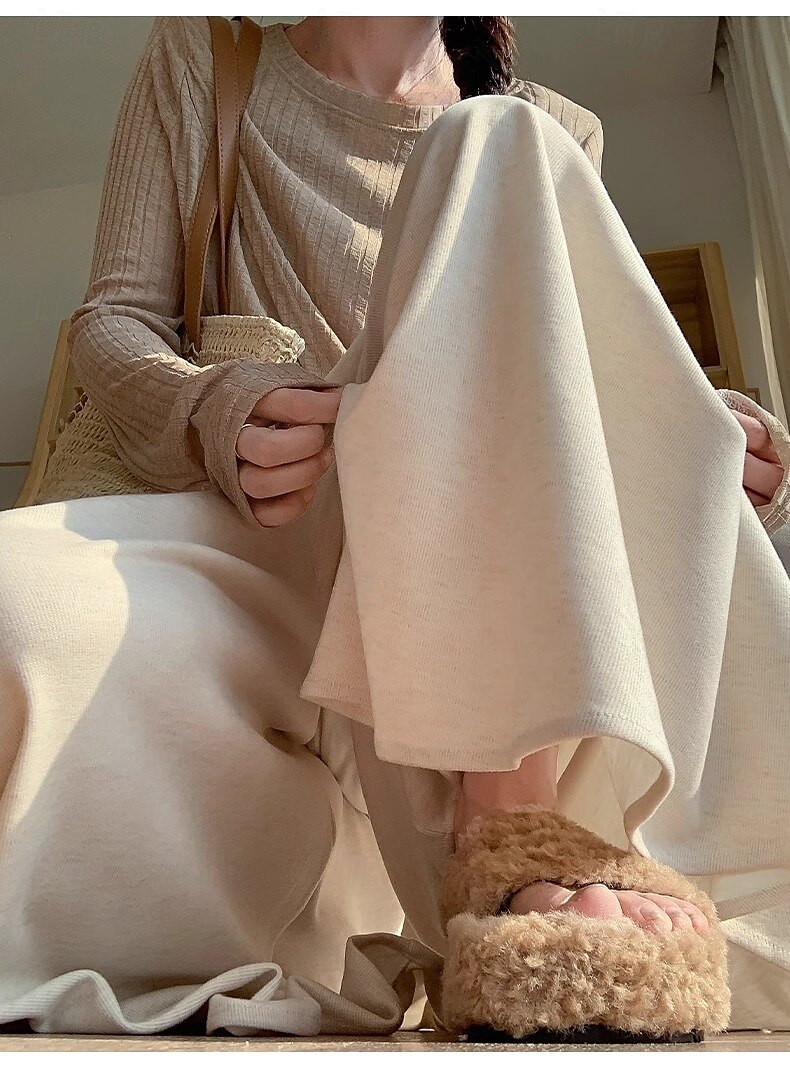 Femmes Jambe large Chinos Occasionnel Longueur mollet Naturel Uni in in france they say Pontalon wide leg Confortable Respirabilité Décontracté Quotidien Noir gris foncé Kaki Gris Clair Printemps de 2025 ? $18.99 –P6