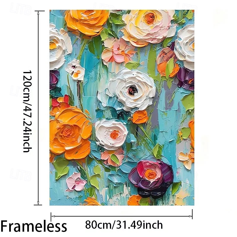 ein rahmenloses, modernes Leinwandgemälde mit farbenfrohen Blumen, perfekt zur Dekoration von Wohn- und Schlafzimmern. 2025 - $9.49 –P2