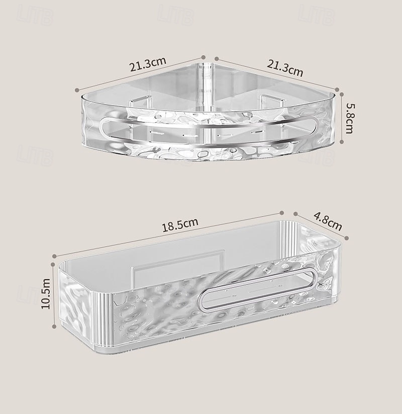 2026年 壁掛け式バスルーム収納ラック、ドリル不要、壁掛け式トイレ収納オーガナイザー、トイレタリーや日用品用の透明コスメティックオーガナイザー  コレクション – $15.99 –P17