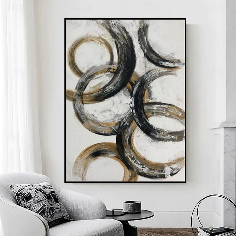 Peinture à l'huile faite à la main sur toile, décoration murale, cercle simple, abstrait, pour la décoration intérieure, cadre tendu, peinture suspendue/enroulée, sans cadre, peinture non étirée de 2025 ? $54.99 –P2