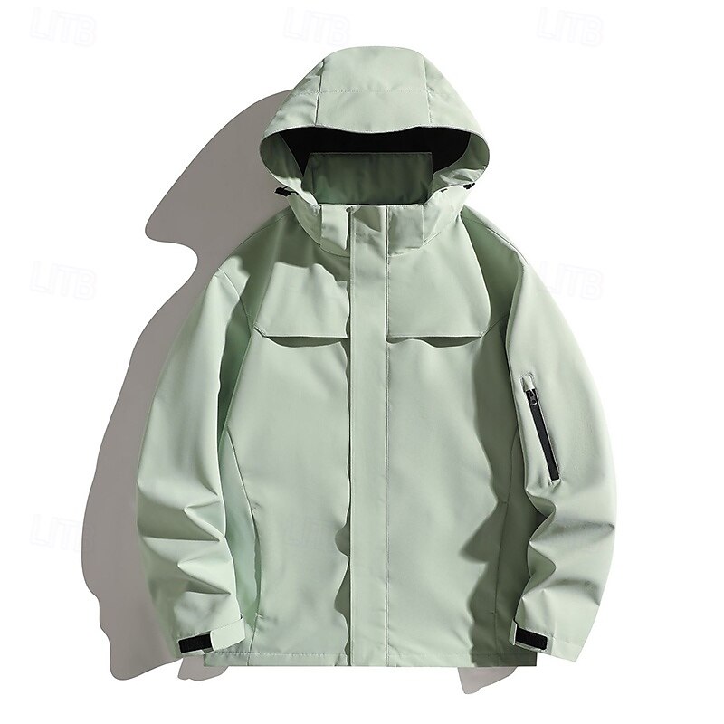 Herren Windjacke Wanderjacke Hardshelljacke Außen Wasserdicht Winddicht Wanderoutfits Wanderbekleidung Frühling Herbst Oberteil Camping / Wandern / Höhlenforschung Laufen Einfarbig Schwarz Armeegrün 2025 - $49.99 –P3