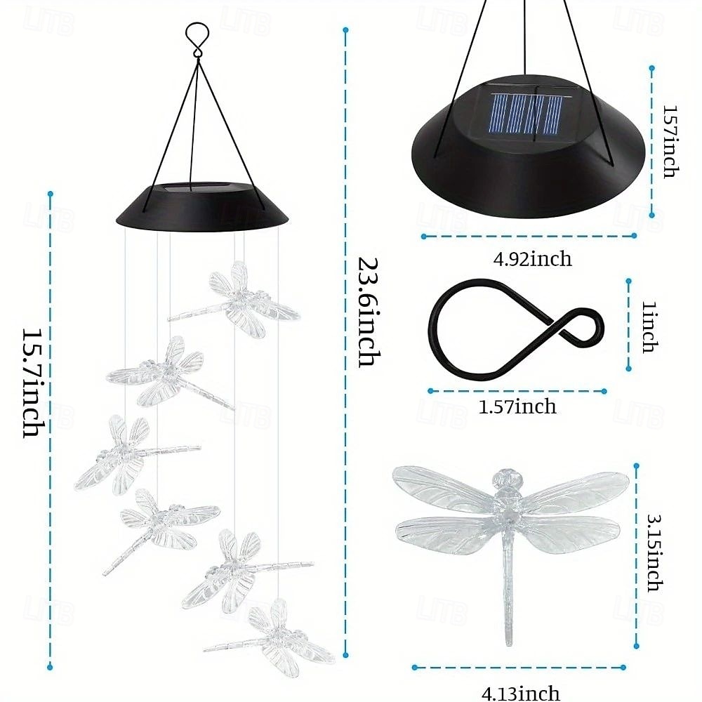 Lumină solară colorată cu 7 culori pentru vânt cu clopote de sticlă schimbătoare pentru grădină balcon terasă curte pandantiv pentru Halloween 2025 - $17.99 –P8