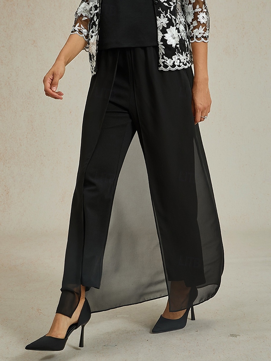 Women's Culottes Wide Leg Elegant Vacation Fashion Long High Waist Black Summer Spring Fall 2025 - $49.99 –P5