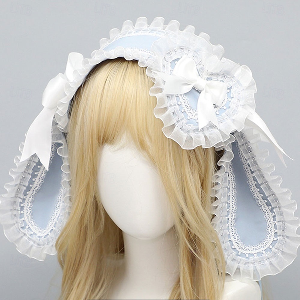 Graziosa fascia per capelli con orecchie da coniglio in stile lolita – orecchie da coniglio con fiocco, fascia per capelli in stile lolita per cosplay, feste e accessori moda del 2025 a $30.99 –P8
