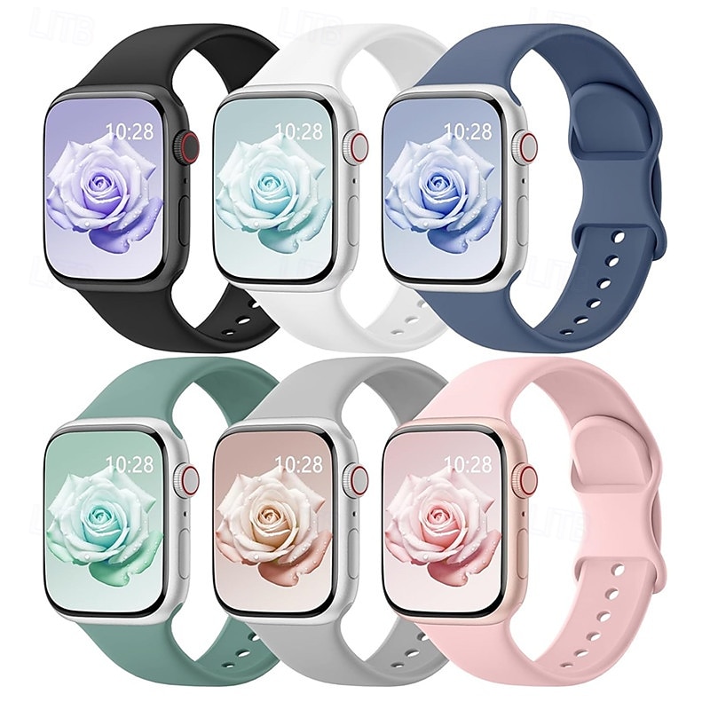 6 Trousses Bracelet Sport Compatible avec Bracelet Apple Watch 38mm 40mm 41mm 42mm 44mm 45mm 49mm Mignon Silicone Bracelet de remplacement pour iwatch Ultra 2 Série 9 8 7 SE 6 5 4 3 2 1 de 2025 ? $16.99 –P8