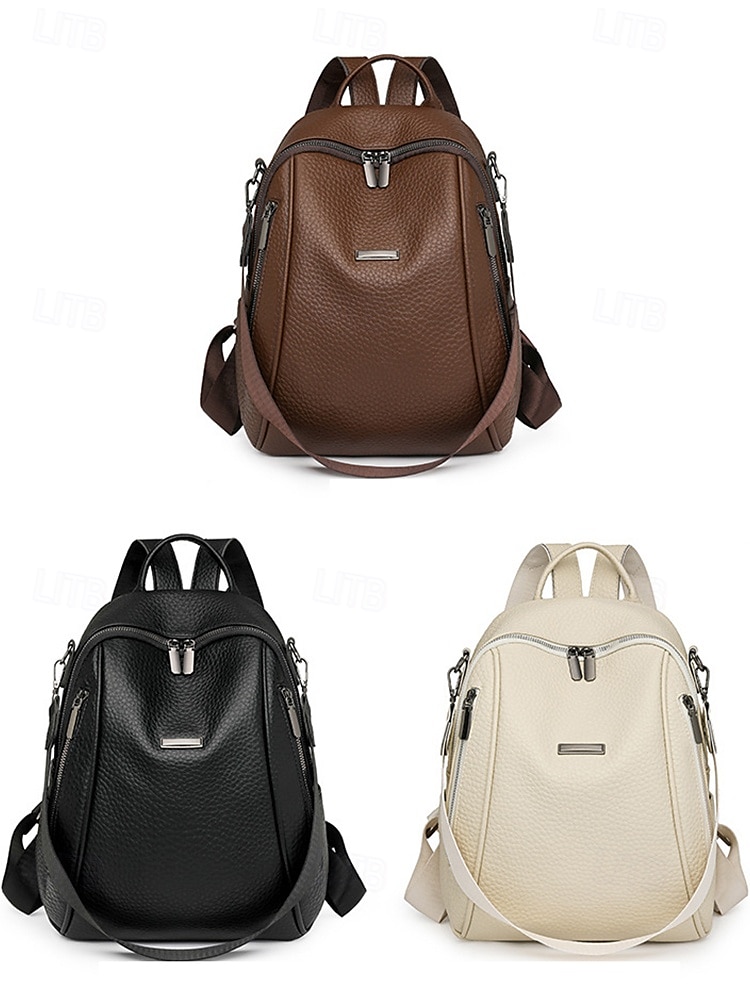 Women's Brown Faux Leather Mini Backpack – Water-Repellent Scratch-Resistant Fashion Daypack for Travel, Work and Daily Use 2025 - $24.99 –P12