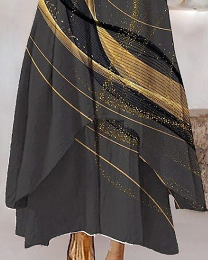 Damen Langes Kleid Maxikleid Freizeitkleid Druckkleid Mode Modern Täglich Strand Wochenende Normale Passform Grafik Dreiviertelarm V Ausschnitt Blau Grau Frühling Herbst 2025 - $28.99 –P3