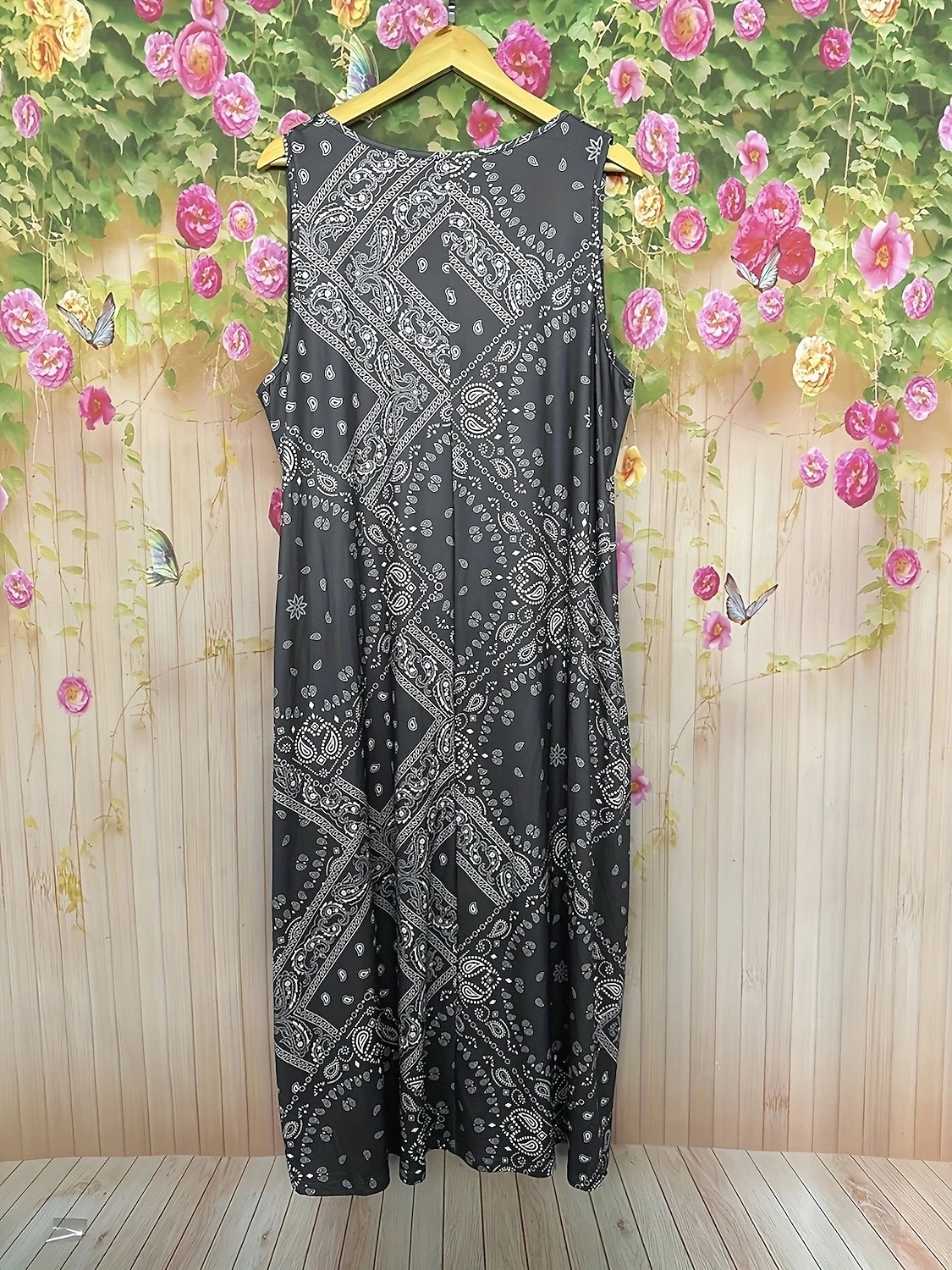 Pentru femei Rochie Lunga Rochie Maxi Rochie Tip Maieu Modă Dată Rochie de toamna Festival Fit regulat Geometric Fără manșon Stil Nautic Roșu-aprins Gri Toamnă 2025 - $22.99 –P2