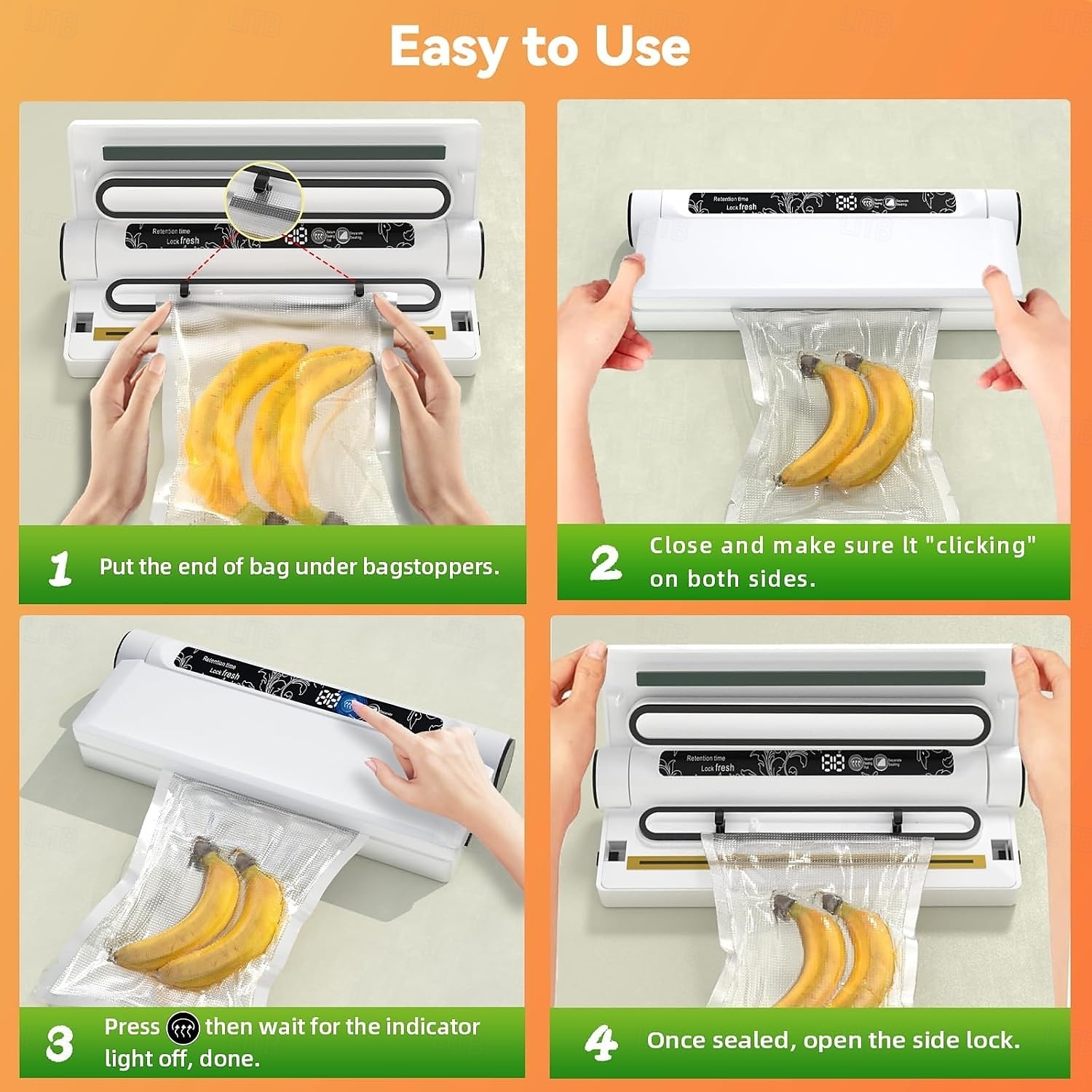 Food Storage Vacuum Sealer Machine, 75KPA Strong Suction, Dry/Wet Modes, 20 Vacuum Seal Bags for Food, Digital Countdown Timer, Compact Lightweight, Ideal for Home Kitchen Use 2025 - $27.99 –P2