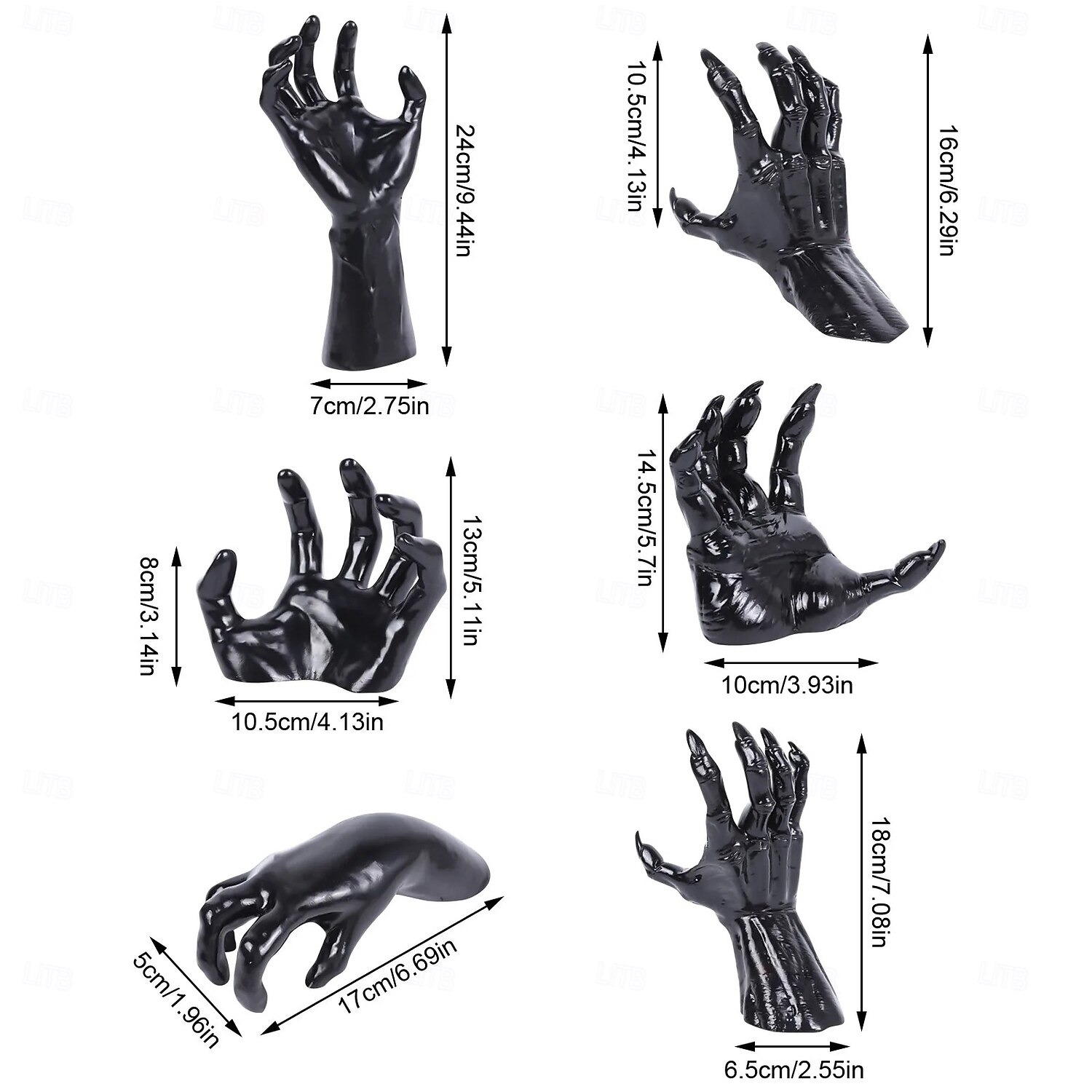 3 ks halloweenské nástěnné dekorace strašidelné ruce držák na svíčky závěsný háček kolekce strašidelný duch ruka úložná police dekorace 2025 - $11.99 –P11