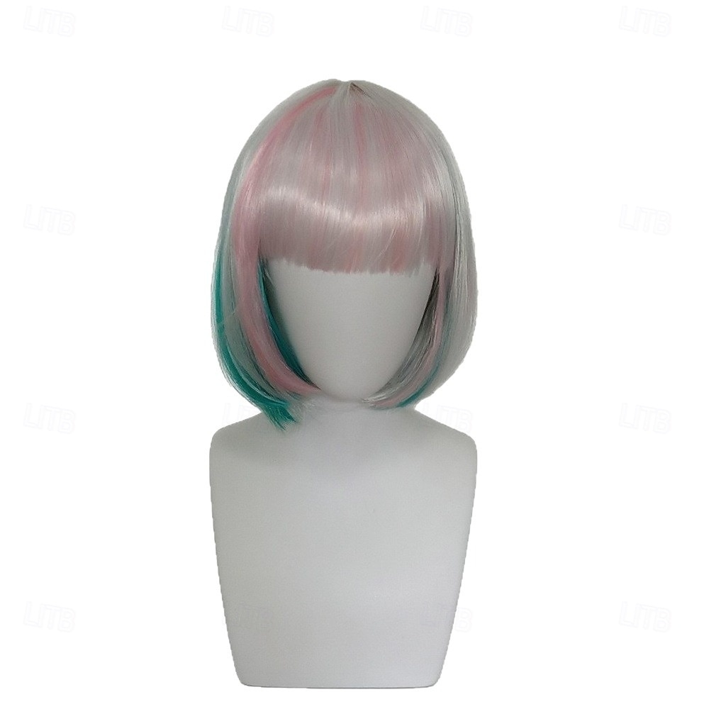 Paruka pro cosplay Megan 2 Mecha Combat pro ženy – krátké syntetické vlasy s trvalou ondulací a melírovanými konečky, doplněk ke kostýmu ve stylu anime z roku 2025 2025 - $20.99 –P4