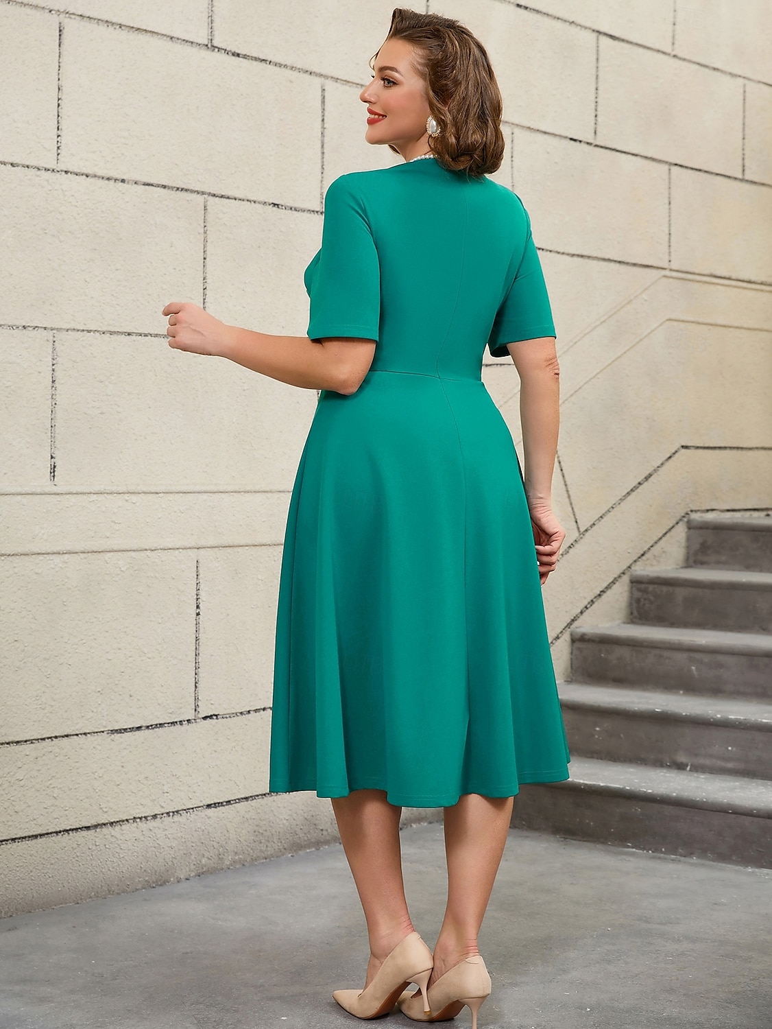 Retro 50. léta Rockabilly Polední A-Line šaty Flare šaty Větší velikosti Hranatý Dámské Dovolená Maturita Párty a večer Dospělé Šaty Jaro léto 2025 - $46.99 –P12