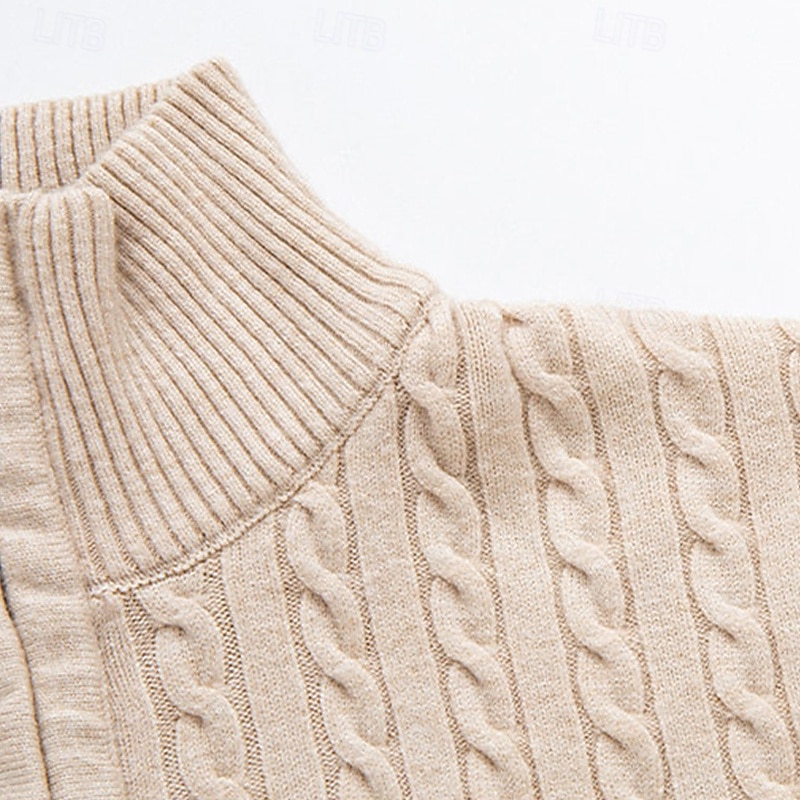 Herren Pullover Pullover mit Viertelreißverschluss Strickpullover Zopfmuster Stricken Normale Oberteile Gestrickt Einfach Viertelreißverschluss Mode Lässig Urlaub Alltagskleidung Bekleidung Herbst 2025 - $22.99 –P4