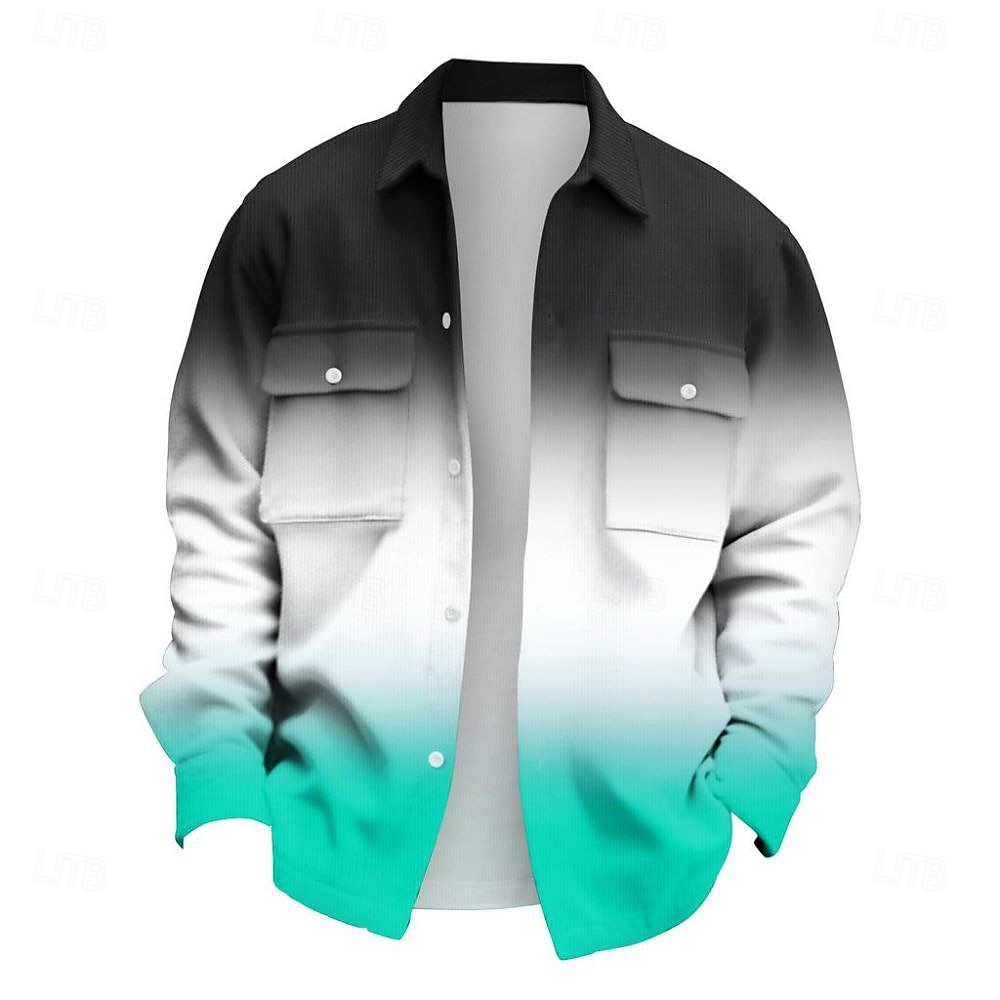 Homme Dégradé de Couleur Chemise en velours côtelé Surchemise Veste-chemise manche longue Occasionnel Extérieur Tenue Quotidienne Automne Hiver Col Rabattu Boutonné Chaud Veste avec poches à rabat de 2026 ? $31.99 –P2