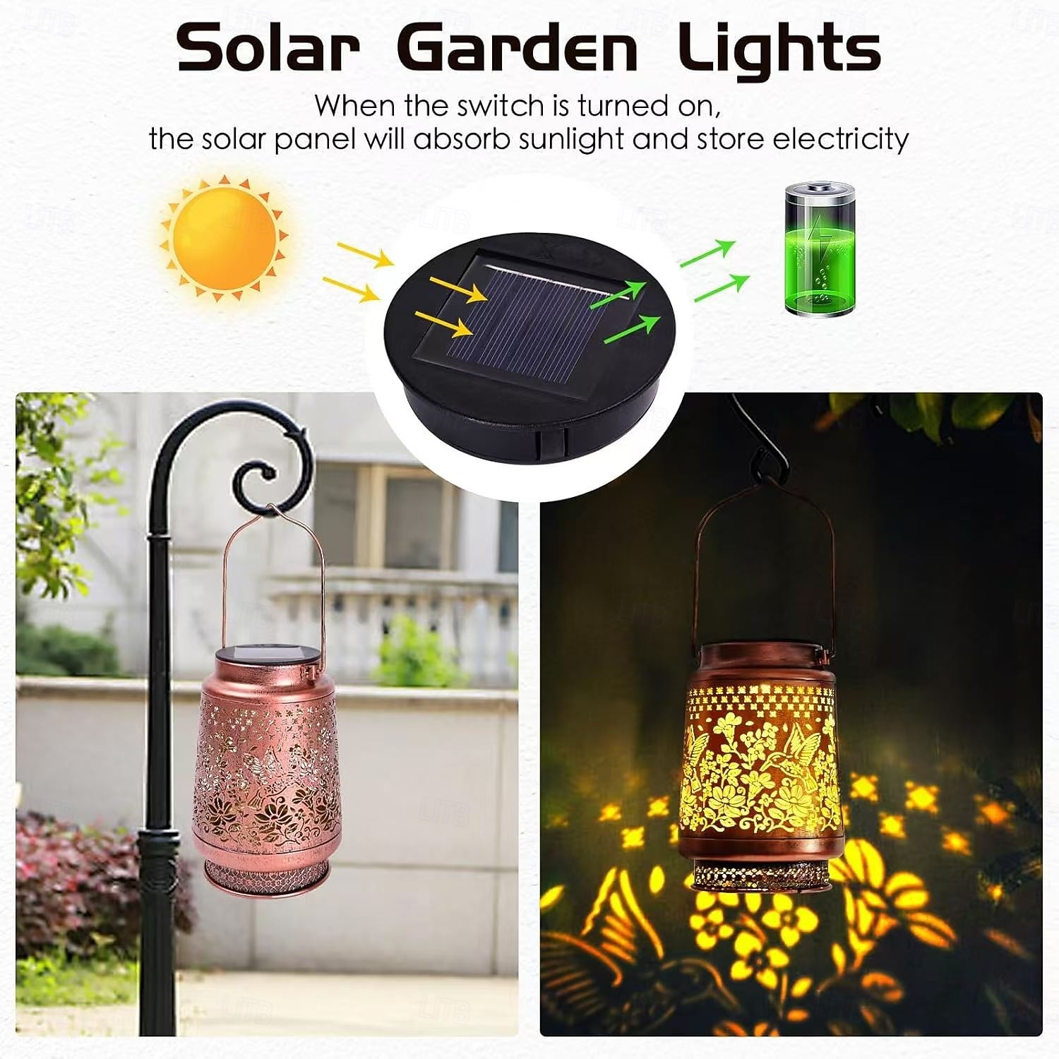 1 Pc Outdoor Waterproof Solar Hummingbird Butterfly Metal Projection Lantern Courtyard Garden Path Lawn Terrace Atmosphere Decorative Light 2026 - $23.99 –P3