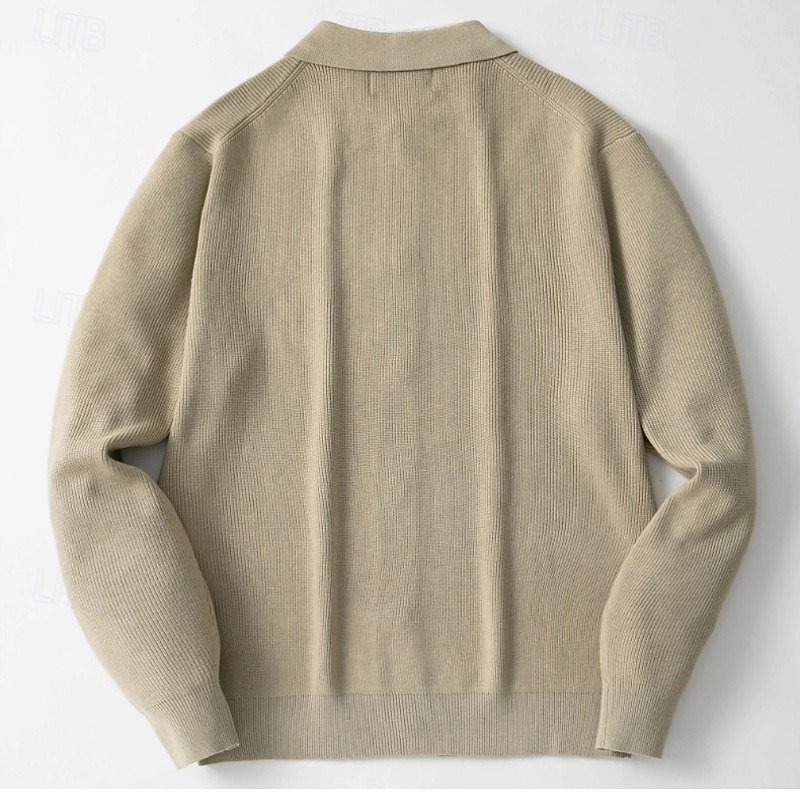 Herr Tröja Cardigan Tröja Ribbad Sticka Vanliga toppar Stickat Slät Vik-över krage Semester Mode Ledigt Dagliga kläder Kläder Vår & Höst Khaki grön M L XL 2025 - $41.99 –P2
