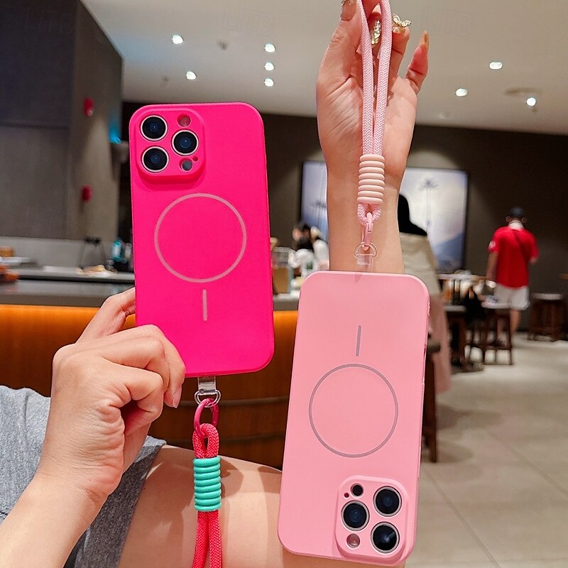 telefon Carcasă Pro iPhone 16 15 14 Pro Max Plus iPhone 13 Pro Max Zadní kryt s Lanyardem Podpora bezdrátového nabíjení Nárazuvzdorné Retro 2025 - $10.99 –P2