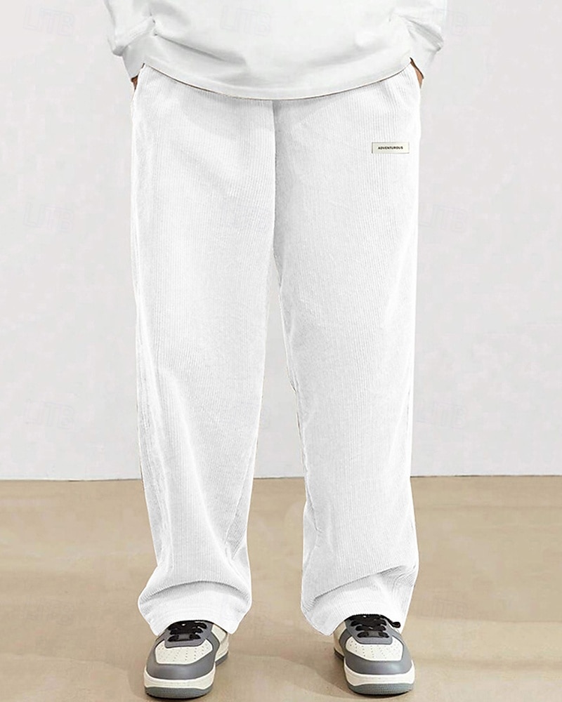 Homens Calças de Veludo Calças Calça casual Bolsos Cintura elástica Com Cordão Tecido Conforto Esportes Diário Moda Casual Preto Branco Micro-Elástica de 2025 por $26.99 –P19