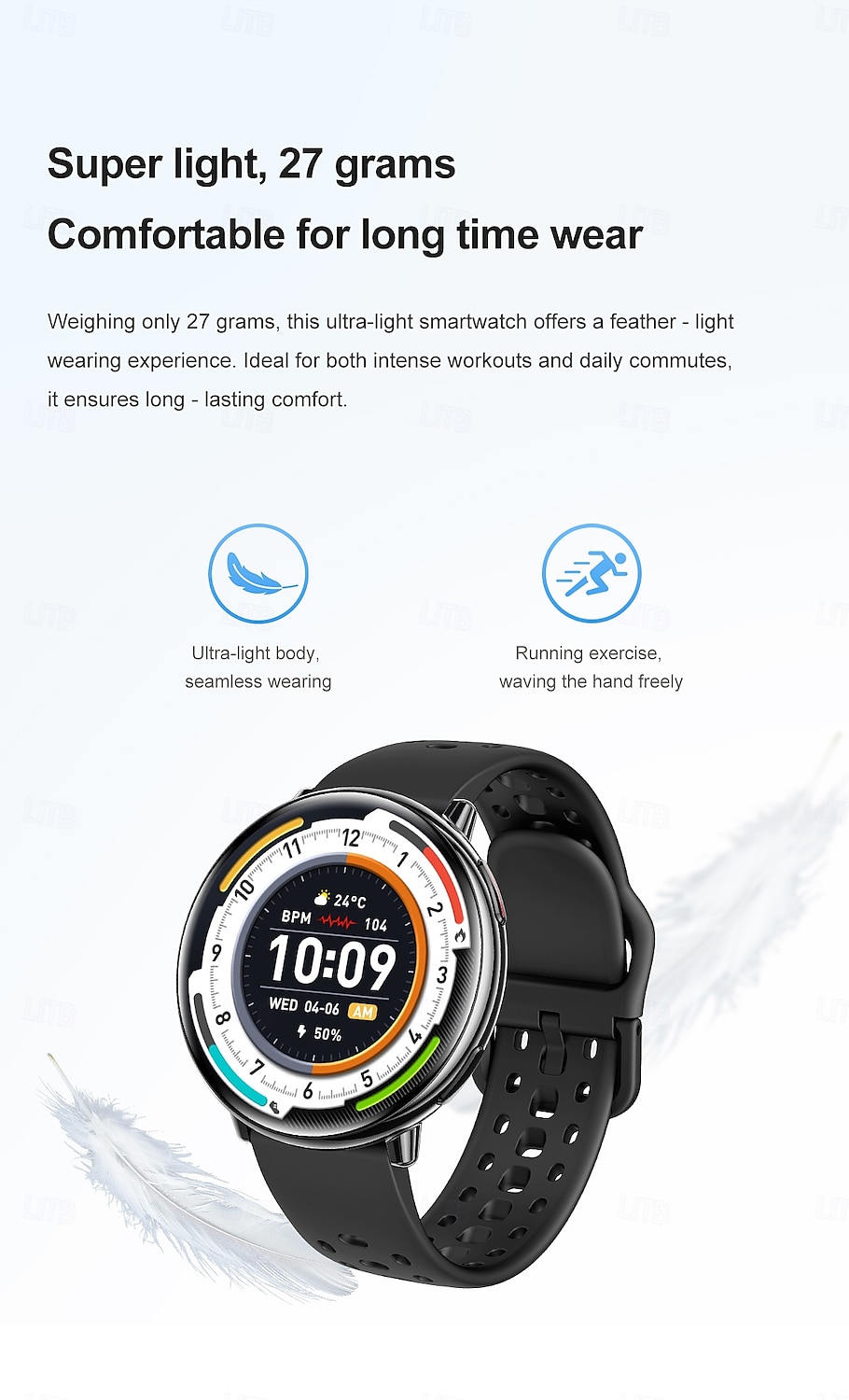 HD21 Montre intelligente 1.43 pouce Smartwatch Montre Connectée Bluetooth Minuterie Rappel d'appel Moniteur de Fréquence Cardiaque Rappel sédentaire Trouver mon Appareil Compatible avec Android iOS de 2025 ? $52.99 –P3
