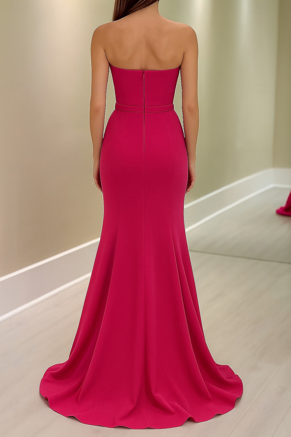 2-in-1 Cape Kleid Meerjungfrau  Trompete Abendkleid Elegantes Kleid Formell Semi-Formell Hochzeit Bodenlänge Ärmellos Mock Neck mit Stretch-Crepe 2025 - $155.99 –P3