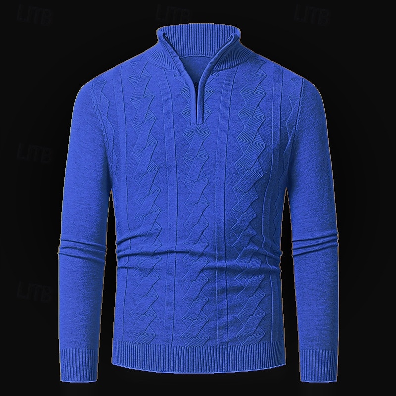 Herren Pullover Pullover mit Viertelreißverschluss Strickpullover Zopfmuster Stricken Normale Oberteile Gestrickt Einfach Viertelreißverschluss Mode Lässig Urlaub Alltagskleidung Bekleidung Herbst 2025 - $22.99 –P12