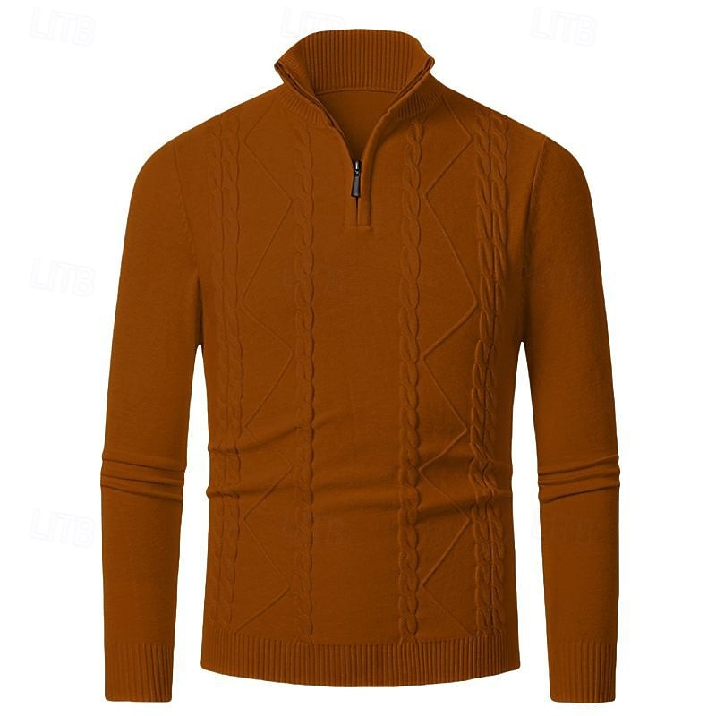 Herren Pullover Pullover mit Viertelreißverschluss Strickpullover Zopfmuster Stricken Normale Oberteile Gestrickt Einfach Viertelreißverschluss Mode Lässig Urlaub Alltagskleidung Bekleidung Herbst 2025 - $22.99 –P13