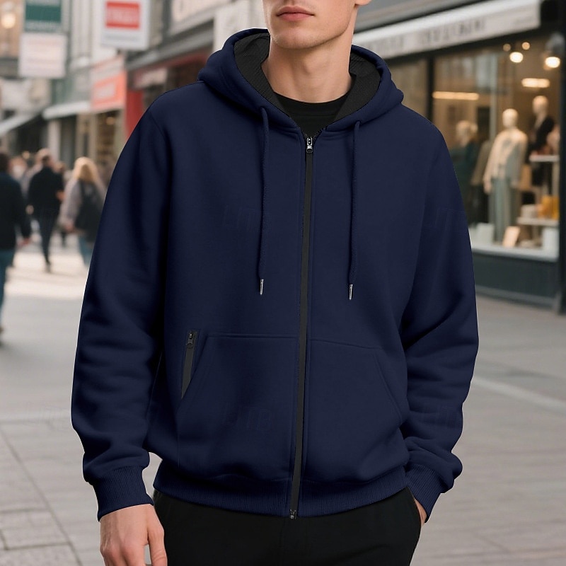 Hombre Sudadera Sudadera con capucha y cremallera completa Sudadera con capucha de lana Albaricoque Negro Verde Ejército Azul Marino Gris Claro Con Capucha Plano Bolsillo Deporte Diario Festivos 2025 - $26.99 –P5