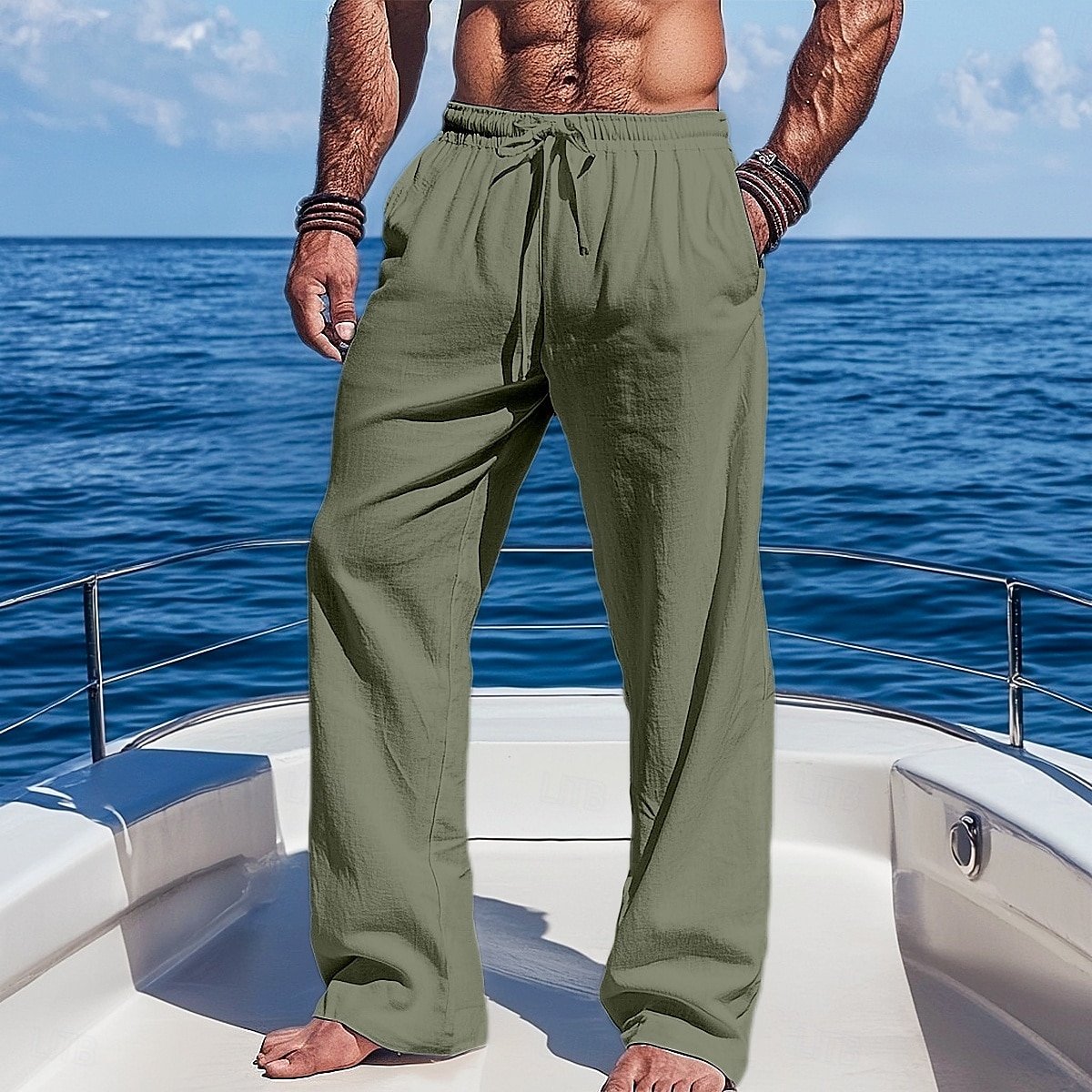 Homme Pantalons en Lin Pantalons Pantalon d'été Pantalons Amples Pantalons de Plage Taille Élastique Cordon de serrage Jambe Droite Uni Confort Respirant Longueur complète Extérieur Occasionnel de 2025 ? $20.99 –P7