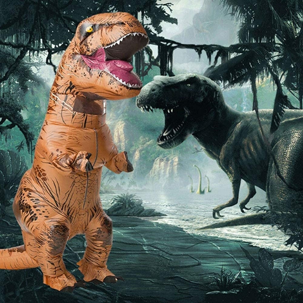 vicces felfújható t-rex jelmez gyerek, dinoszaurusz felfújható jelmez, overál levegő felrobbantó halloween cosplay jelmez 2025 - $88.99 –P7