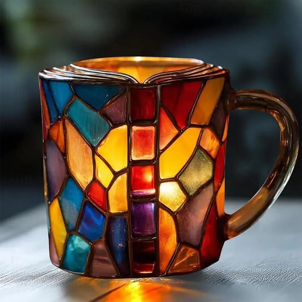 bemalte Buchtasse 300ml/10oz Gitarren-Kaffeetasse Buch-Kaffeetasse einzigartige bunte Glasbücher Stapel-Kaffeetasse Sammlung Geschenk 2025 - $23.99 –P3