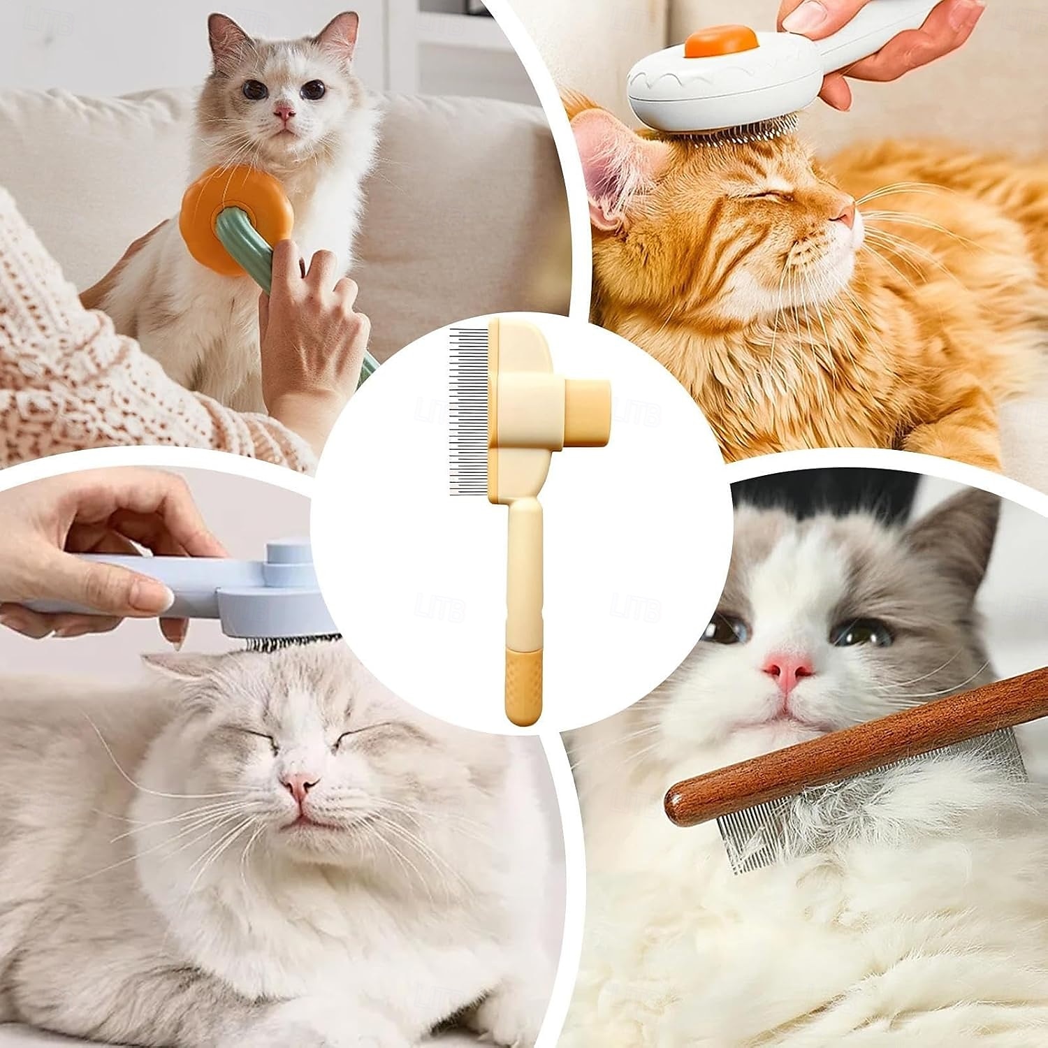 pente para remoção de pelos de animais de estimação com botão de liberação, pente para remoção de pelos de animais de estimação contra pulgas, para cães ou gatos de pelo longo e curto de 2025 por $13.99 –P6