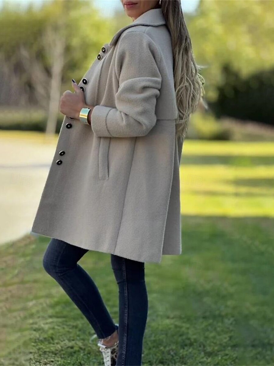 Damen Mantel Bequem Atmungsaktiv Tasche Mode Täglich Einfach Outdoor Lässig Täglich Einreihig Regulär Revers Normale Passform Langarm Oberbekleidung Schwarz Rote Aprikose Frühling Herbst 2025 - $31.99 –P2