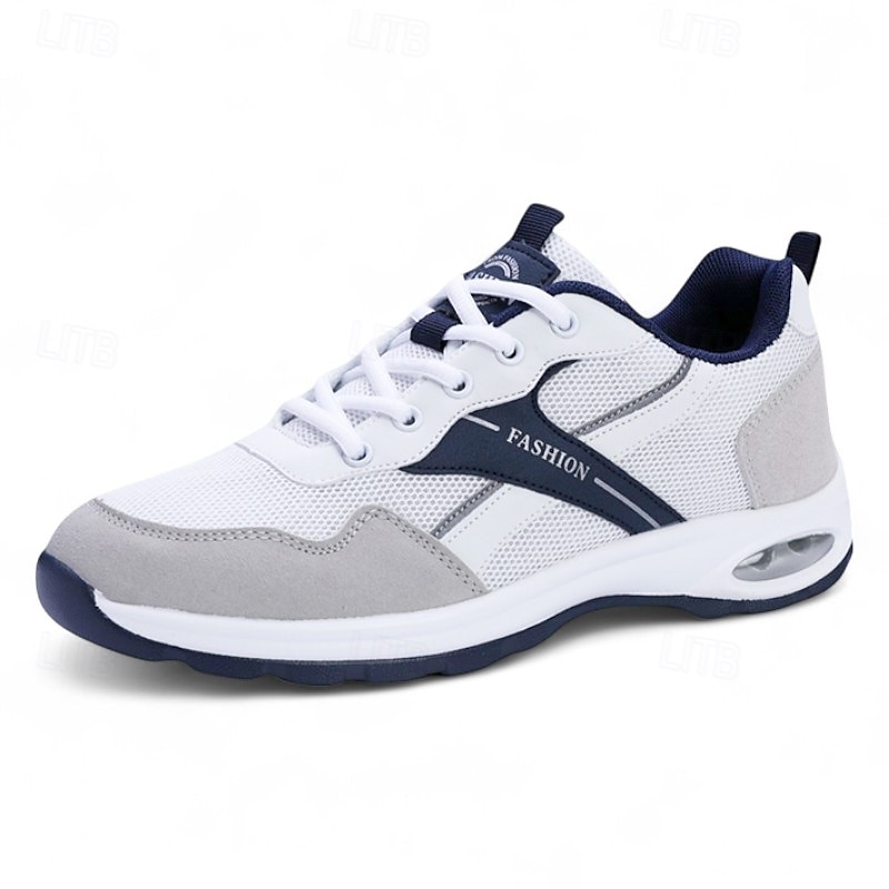 sneakers alla moda bianche e grigie da uomo: comode scarpe casual con un marchio audace, ideali per attività all'aperto, viaggi e tempo libero del 2026 a $46.99 –P1