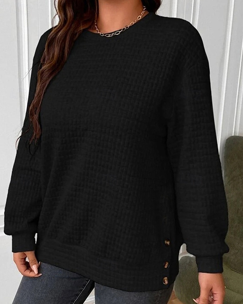 Dame Pullover عادي Gatemote Fritid Behagelig Langermet Crew-hals Vanlige topper Gate Ferie Ut på byen Svart Grå Høst 2025 - $24.99 –P3