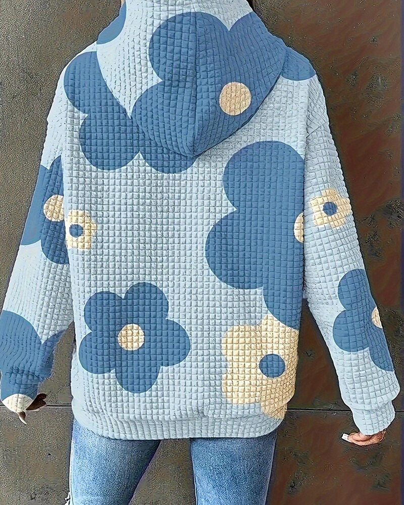 Femmes Sweat à capuche Fleuri Streetwear Occasionnel Confortable manche longue À capuche Hauts Réguliers Rue Fête Sortir Avec Poches Imprimé Blanche Bleu Violet Automne de 2025 ? $25.99 –P3
