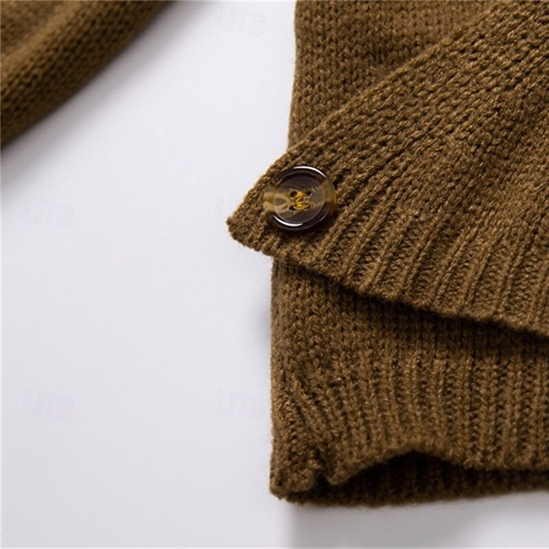 Mujer Pull-over Casual Color sólido Fornido Escote en Pico De Punto Manga Larga Tops regulares Tejer Diario Festivos Noche Marrón Otoño Invierno 2025 - $21.99 –P6
