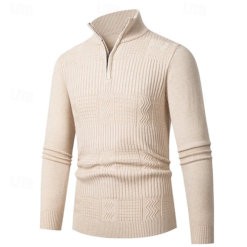Herren Pullover Pullover mit Viertelreißverschluss Strickpullover Zopfmuster Stricken Normale Oberteile Gestrickt Einfach Viertelreißverschluss Mode Lässig Urlaub Alltagskleidung Bekleidung Herbst 2025 - $22.99 –P2