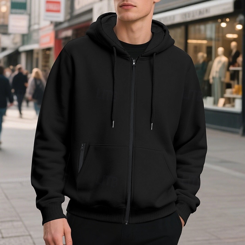 Hombre Sudadera Sudadera con capucha y cremallera completa Sudadera con capucha de lana Albaricoque Negro Verde Ejército Azul Marino Gris Claro Con Capucha Plano Bolsillo Deporte Diario Festivos 2025 - $26.99 –P9