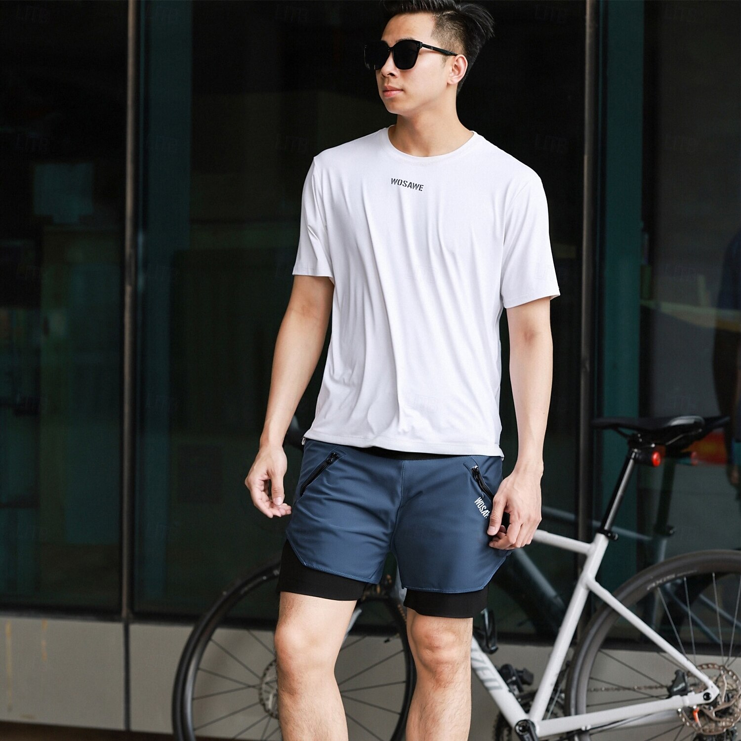 Wosawe – Short de cyclisme d'été Speed Mountain, sous-vêtement une pièce, short de course à pied et de randonnée, multi-poches, respirant, faux deux pièces, cinq pantalons bd116 de 2025 ? $57.99 –P8
