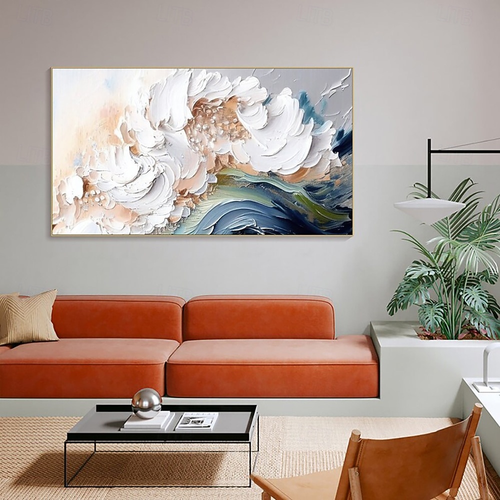 Pintura al óleo hecha a mano, lienzo, arte de pared, decoración moderna abstracta, textura de ondas de aceite gruesas para sala de estar, decoración del hogar, marco estirado, pintura colgante/lienzo 2026 - $82.99 –P6