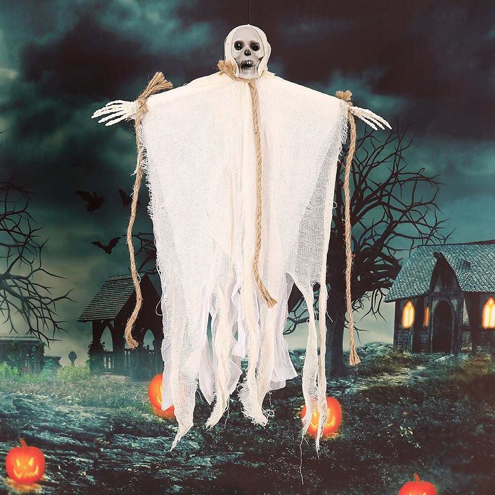 2er-Pack hängende Halloween-Dekorationen mit Skelettgeistern, Sensenmänner für Halloween-Außendekorationen, fliegendes Halloween-Skelett-Geist, Spukhaus-Requisite, Party-Dekor 2025 - $12.99 –P2