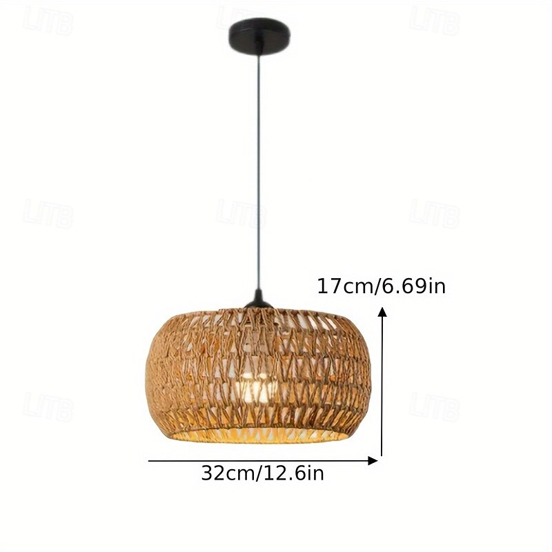 Lampada a sospensione vintage in rattan intrecciato, materiale in corda intrecciata, altezza 17 cm, luce bianca calda/bianca, E26 E27, catena regolabile del 2025 a $109.99 –P4