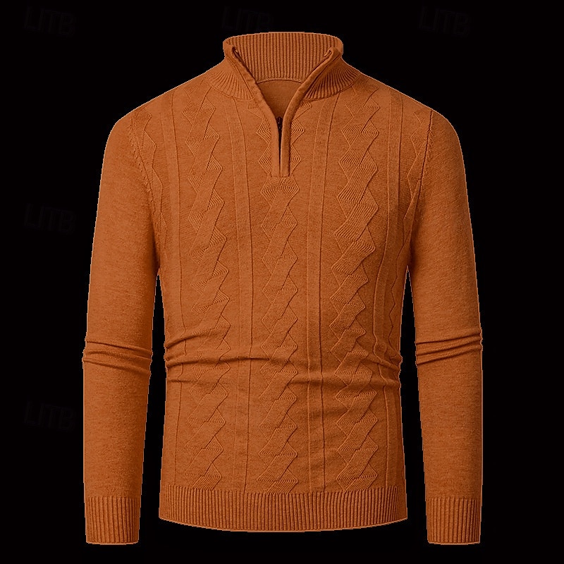 Herren Pullover Pullover mit Viertelreißverschluss Strickpullover Zopfmuster Stricken Normale Oberteile Gestrickt Einfach Viertelreißverschluss Mode Lässig Urlaub Alltagskleidung Bekleidung Herbst 2025 - $22.99 –P14