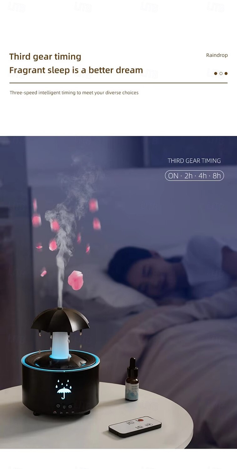 Kleurrijke regendruppel aromatherapie machine roterende waterdruppel luchtbevochtiger afstandsbediening thuiskantoor waterzuiveraar 2025 - $35.99 –P7