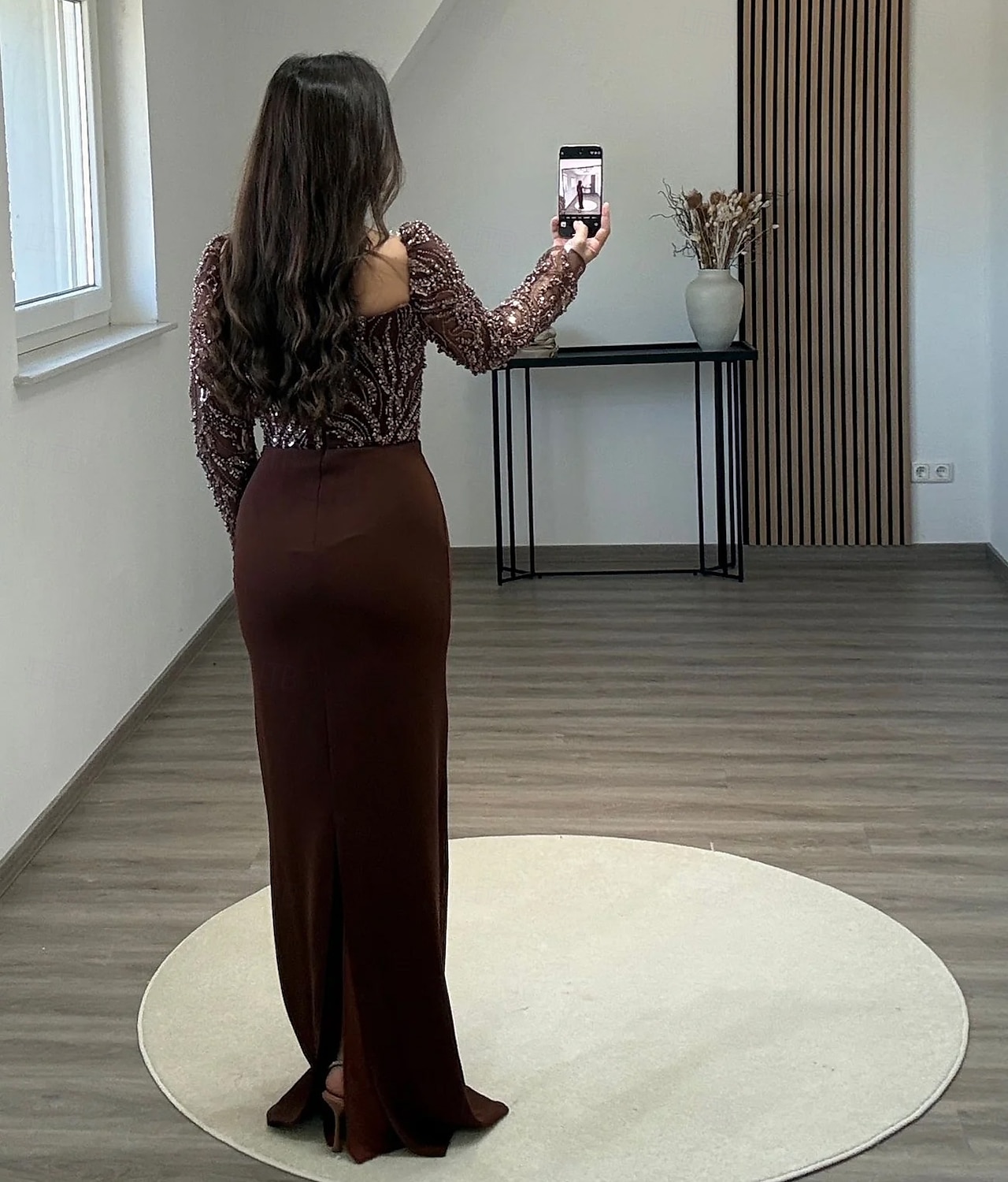 Abendkleid mit schwarzer Krawatte, Perlenbesatz, Spitze, abnehmbarer Überrock, elegantes Kleid, formelle Hochzeit, Schleppe, lange Ärmel, quadratischer Ausschnitt, mit Pailletten und gerüschten Perlen 2025 - $165.99 –P3