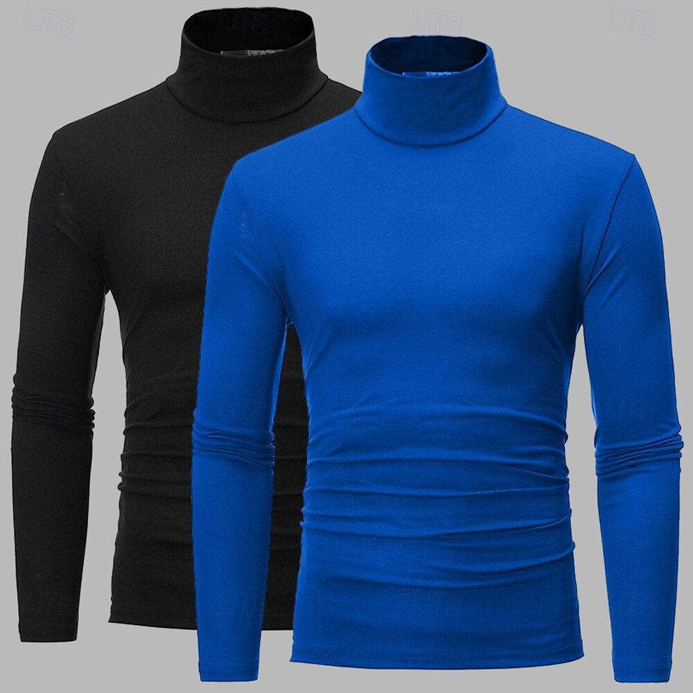 Maglietta a collo alto da uomo, 2 pezzi, a maniche lunghe, a collo alto, con colletto arrotolato, autunno autunno &T-shirt sportiva casual invernale, semplice, leggera, classica, da 2 pezzi del 2025 a $23.99 –P9